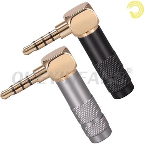QUEYINFANG 3.5mm Connector 4 Poles 3.5mm Male Plug 90 Degree Gold-plated 3.5mm 4-Pole Earphone Cable Right Angle Plug