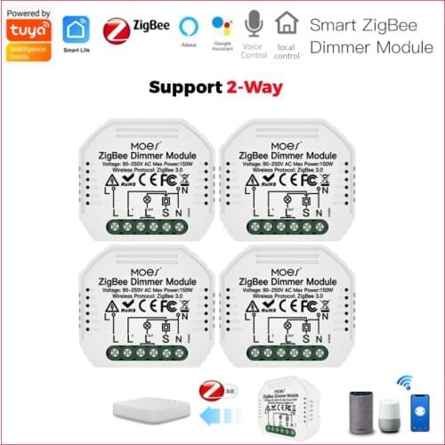 Tuya Zigbee 3.0 Dimmer Smart Switch Module Controller 2 Way Remote Voice Control Smart Light Switch Relay Google Assistant Alexa