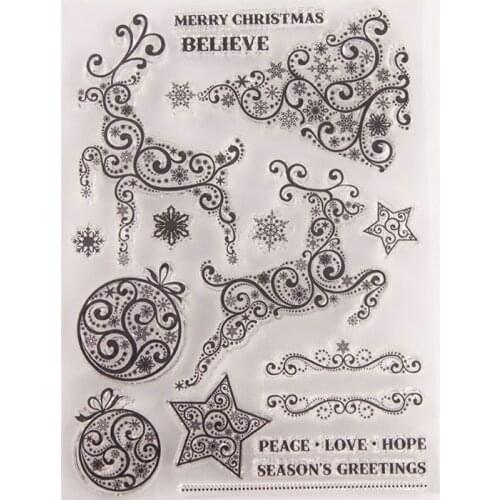 Xmas Deer Tree Silicone Clear Seal Stamp DIY Scrapbooking Embossing Photo Album