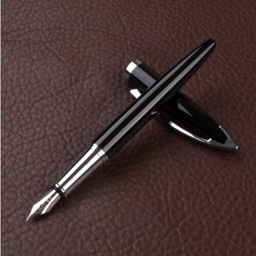 Luxury Brand Black Metal Fountain Pen 0.5mm Nib Writing Ink Set Gift Pens for Student Office Supplies