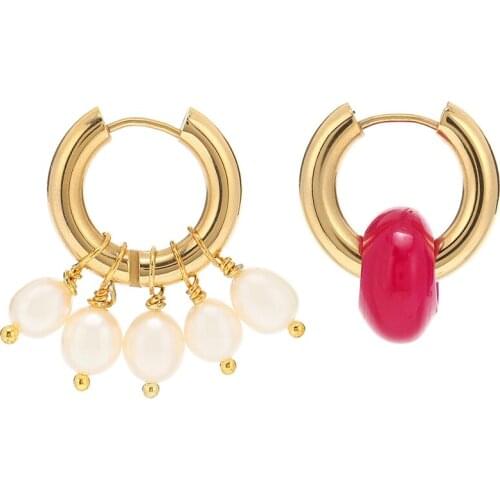 Серьги с жемчугом red agate Mismatched Quartz Hoop Earrings aretes natural baroque freshwater pearl drop earrings for women 2020