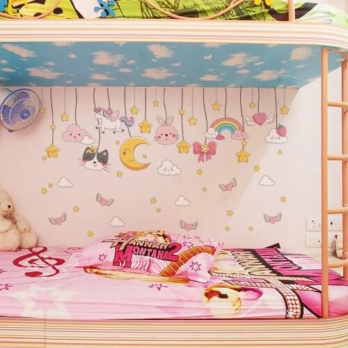 [shijuekongjian] Cartoon Stars Coulds Moon Wall Stickers DIY Animal Mural Decals for Kids Rooms Baby Bedroom House Decoration