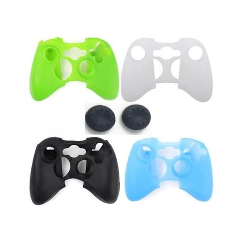 Silicone Gel Guards Protective Cover Case Skin For Microsoft Xbox 360 Wired Wireless Controller Gamepad+2 Silicone Joystick Caps