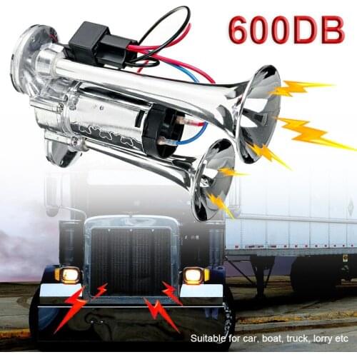 600DB 12V Dual Trumpets Super Loud Car Electric Horn Truck Boat Train Speaker