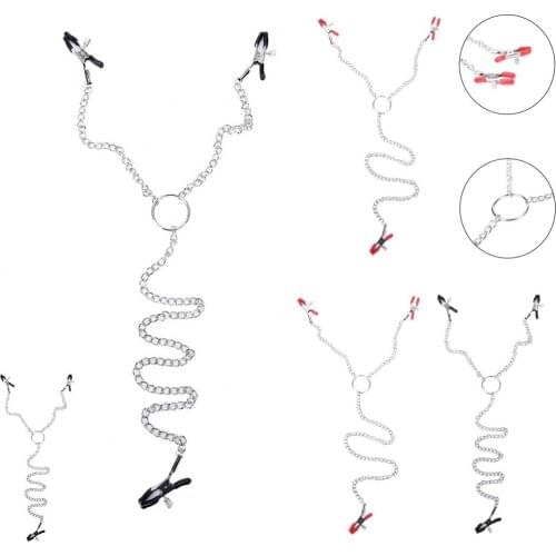 Three-Headed Double-Peak Nipple Labia Clitoris Clip Sex Products Metal Breast Adjustable 3 Clamp W Chain Bondage Erotic Toy