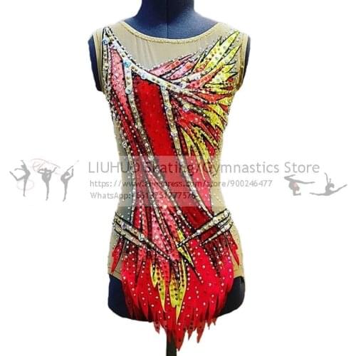 LIUHUO Rhythmic Gymnastics Leotard Figure Skating Dress Womens Girls Ice Skating Performance Competition Dance Artistic Costume