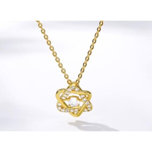 Crystal Pendant Star of David Necklaces For Women Chain On The Neck Wedding Jewelry Stainless Steel BFF Couple Gift Mujer Bijoux