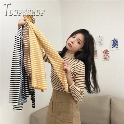 Harajuku Slim Stripe Women Sweater 2019 Autumn Pullover Knitted Fashion Female Sweaters