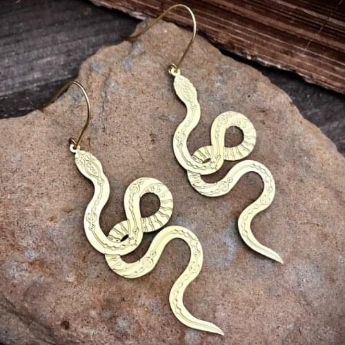 Serpent Dangles / Earrings / Gold Statement Earrings / Serpentine Earrings / Snake Jewelry