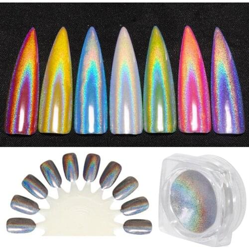 0.5g/Box Top-grad Holographic Nail Powder Glitters Holo Laser Mermaid Nail Powder Chrome Dust Manicure Nail Art Decorations