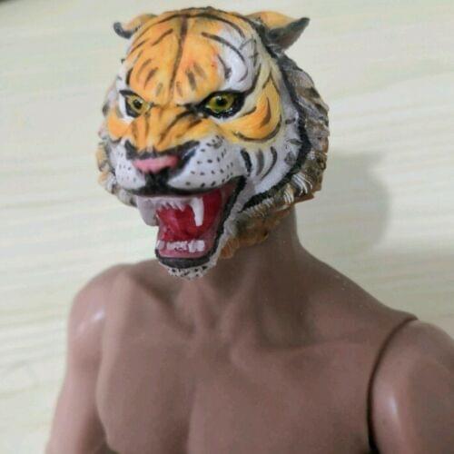1:6 Tiger Animal Head Sculpt Carving PVC Head Model Toy Accessories in stock