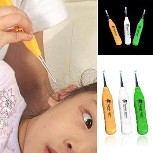 1Pc Ear Wax Remove Earpick LED Flashlight Earpick Handle Health Ear Cleaning Device With 2 Earpick 1 Tweezers Safe For Children