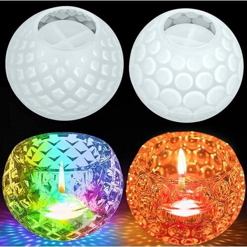 2 Pcs/Set Resin Mould Silicone Candle Holder Mould Crystal Epoxy Resin Mold Round Bowl Hexagon Cup Dishes Silicone Mould