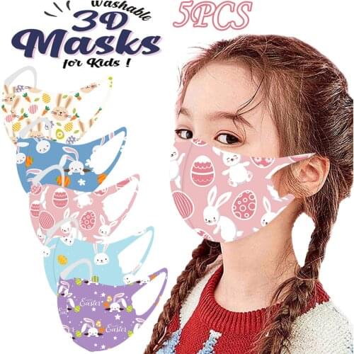 5pc Kids Halloween Cosplay Mouth Mask Xmas Cartoon Face Covering For Protective Kids Anti-pm2.5 Washable Windproof Mouth-muffle