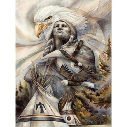 5D Diy diamond painting cross stitch Indian man eagle rhinestone full square round diamond embroidery wall stickersZP-2454