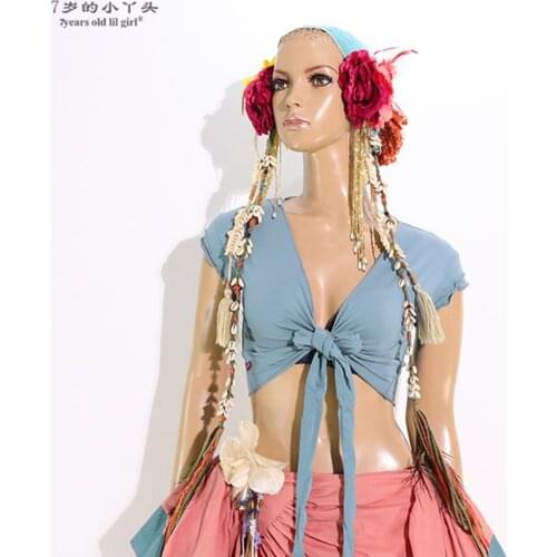 7years Old Lil Girl 2021 Belly Dance Top Lycra Cotton Sleeveless Wrap Tribal Costume