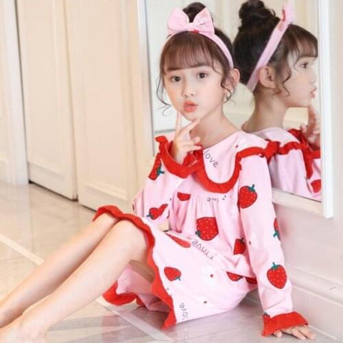 Free Shipping Nightgowns Summer Princess Nightgowns For Girls Nightdress Cotton Kids Sleepwear Teens Clothes 2-12 Years Girl