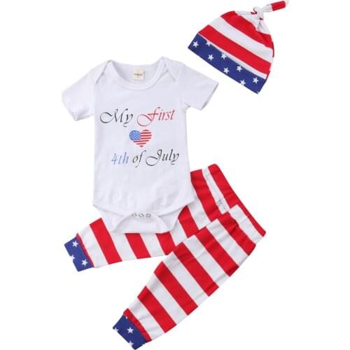 Newborn Infant Kids Baby Girl Boys Long Sleeve Bodysuit Sunsuit 3Pcs Tops+Pants+Hat Size 0-24M