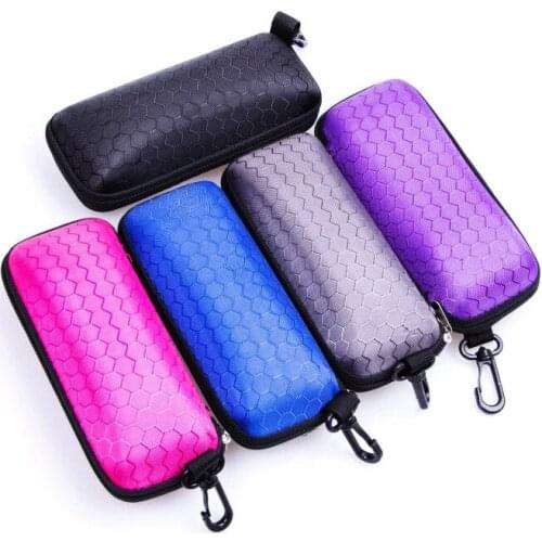 Colorful Popular Rectangle Zipper Sunglasses Hard Eye Glasses Case Eyewear Sunglasses Pouch Protector Box Holder with Hook