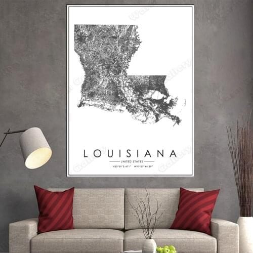 Black and White City Map The Los Louisiana City Map Poster HD Print Wall Art Canvas Nordic Landscape Painting for Home Decor