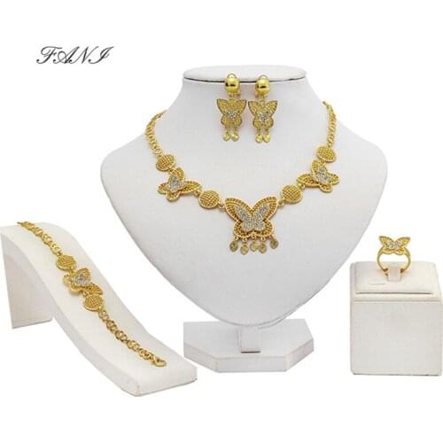 Fani Fashion African Beads Women costume Bridal Jewelry Set 2021 Dubai Gold Designer woman accessories Jewelry Sets Wholesale