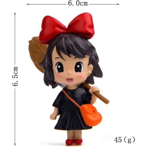 Hot Anime Kiki Delivery Service Magic Broom Witch Little Girls Animiation Mini Figure Dolls House Toys Miniature Landscap Model