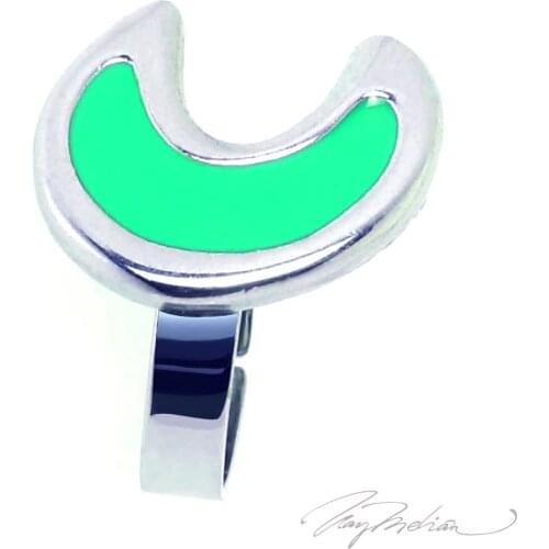 Ring Rhodium & Green Enamel LUNA2 Collection CROWN