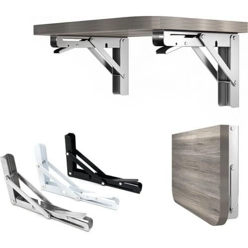 2PCS 8-16Inch Stainless steel triangle folding bracket White and black heavy duty bracket wall mounted furniture hardware