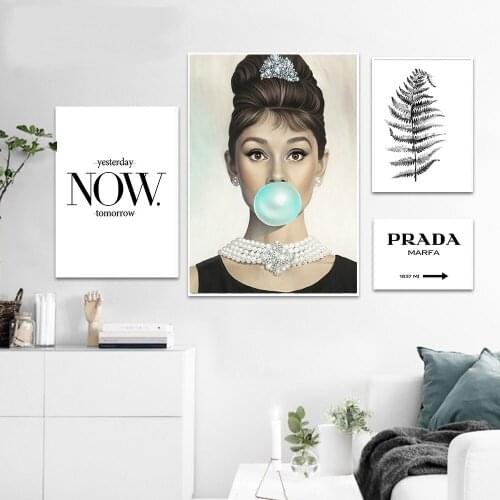 Hot Sales Audrey Hepburn Woman Nordic Posters and Prints Art Canvas Painting Modern Wall Art Wall Pictures for Living Room