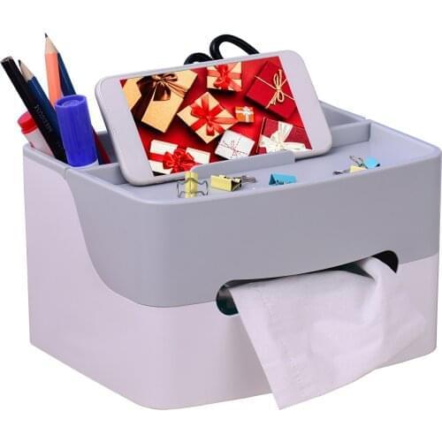 Multi-Functional Desktop Storage Box Container Tissue Box Holder Pen Mobile Phone Remote Control Organizer for Office Bedroom