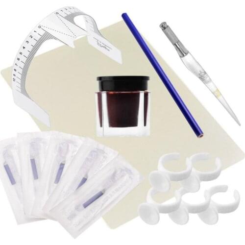 Microbladings Permanent Eyebrow Tattoo Kit Practice Skin Ruler Pigment Pen Set Tattoo Kits