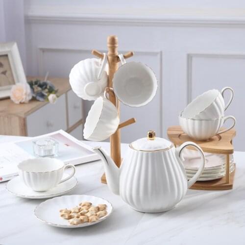 6PCS White Ceramics Pumpkin Coffee Cup Set Kitchen Accessories Bone China Tea Cup Organizer Red Tea Cup Organizer Dish & Holder