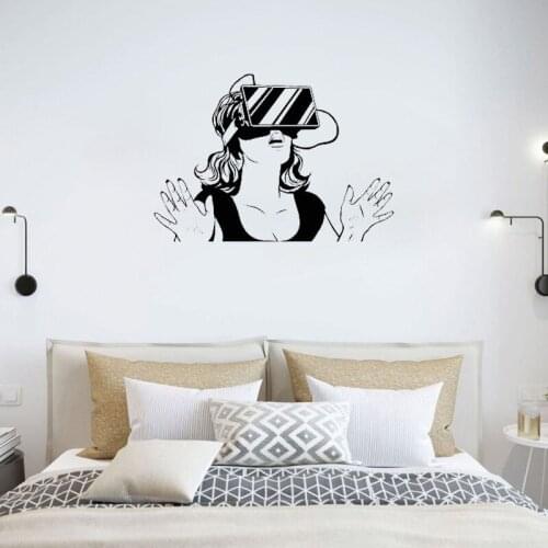 VR Girl Wall Stickers Poster Living Room Vinyl Decals Game Zone Decor Removable Art Murals G20