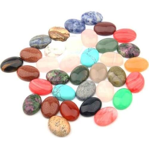 Natural Stone Cabochon Beads Flat Back Oval shape No Hole Loose Beads For jewelry making DIY Ring Necklace accessories