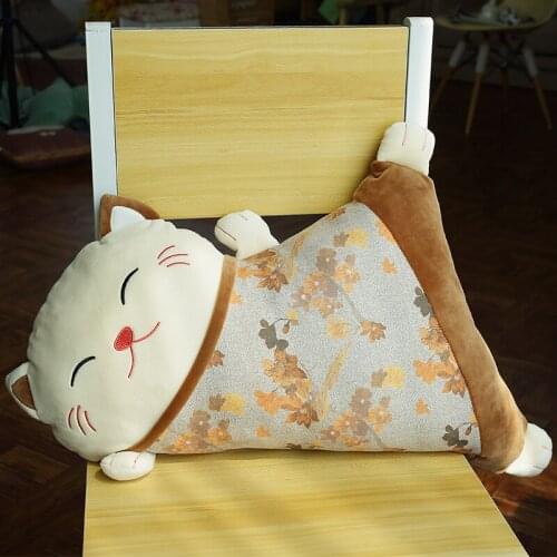 New Japanese Style Lucky Cat Plush Toy Pillow Cute and Soft Toy Doll Office Cushion for Childrens Girlfriend Birthday Gift
