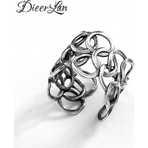 New Silver Color Large Circle Rings for Women Adjustable Size Rings Fashion Wedding Jewelry Anillos Mujer