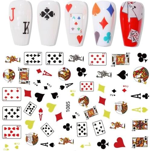New Nail Stickers Peach Heart Square Letter Playing Cards Personality Diy Nail Slider Applique Nail Art Decoration
