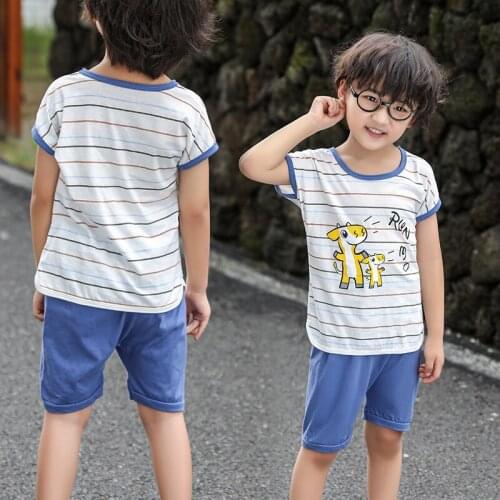 New childrens summer suit 2021 boy suit short-sleeved cover trend childrens clothing set