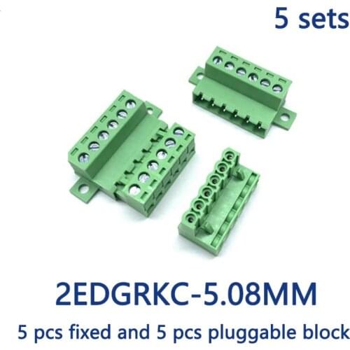 Whole set of solder-free butt connection 2EDGRKC-5.08mm plug-in terminal lock plate fixed 5.08mm plug-in terminal block