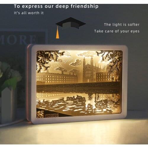 Amazing 3D Night Lamp Paper Pattern Painting LED Table Shadow Box Frame Christmas Lights Party Home Craft Art Decor luminaria