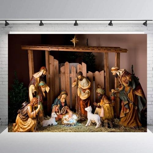 Christian Jesus Nativity Scene Baby family Christmas Photography Backgrounds Xmas Vinyl Photographic Backdrops For Photo Studio