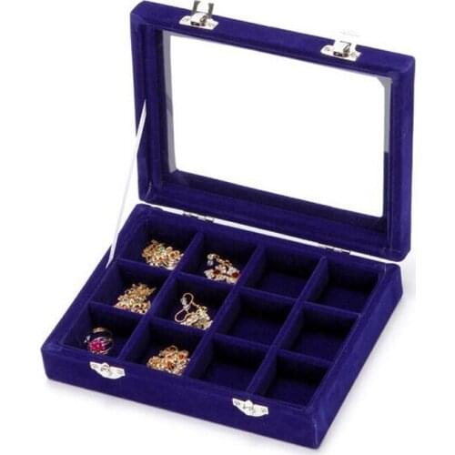 High Quality 12 Grids Jewelry Box Rings Earrings Necklaces Makeup Holder Case Choker Organizer Women Jewellery Storage Display