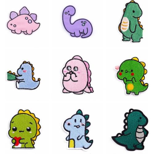 Cute Dinosaur Patch Iron On Patches On Clothes Stickers Cat Patch Iron On Embroidered Patches For Clothing DIY Cartoon Badges