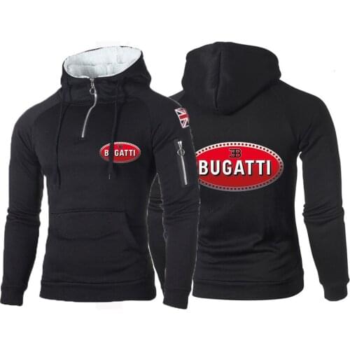 Spring And Autumn 2021 Hoodies Men Bugatti Logo Print fashion Casual HipHop Harajuku Long Sleeve Hooded Sweatshirt Jackets