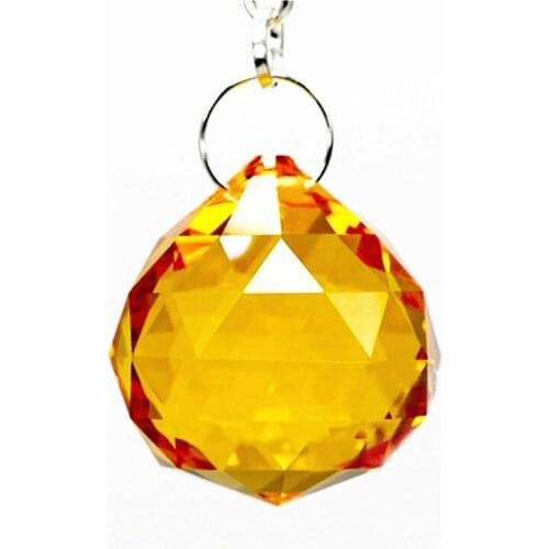 Top quality 4PCS/lot Sparkle Amber Faceted Glass Crystal Chandelier Parts Pendant Prisms Lighting Ball Suncatcher Wedding Decor