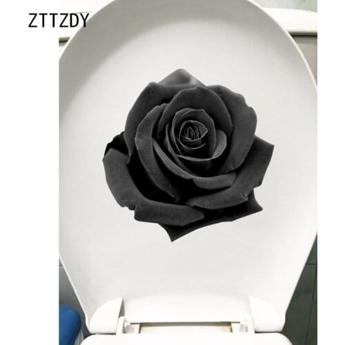 ZTTZDY 22.1*22.2CM Black Rose Personality Toilet Seat Sticker Home Room Wall Decor T2-0749