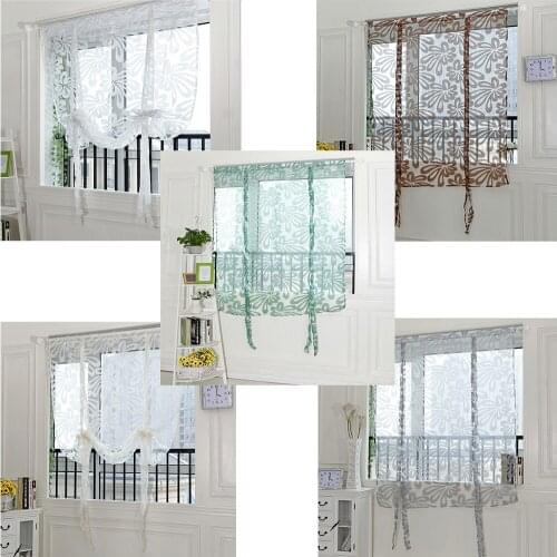 1 PCS Sling Cut Flowers Door Window Curtain Drape Panel Sheer Scarf Valances or Living Room Curtains Decorative Window Screen#08