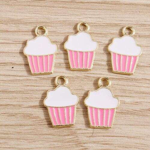 10pcs 11*16mm Alloy Enamel Summer Ice Cream Charms Pendants for Jewelry Making Necklaces Earrings Bracelets DIY Handmade Crafts