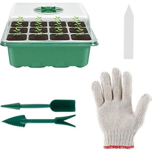 12 Hole Seedling Box Baskets Plant Insert Grow Mini Greenhouse Kit Propagation Sprout Plate Seeds Nursery Pots Tray