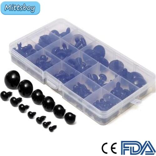 15 Grid DIY 6-24MM 200Pcs Screw Combination Blacks Plastic Crafts Safety Plush Toy Eye Bear Soft Toys Doll Amigurumi Accessories